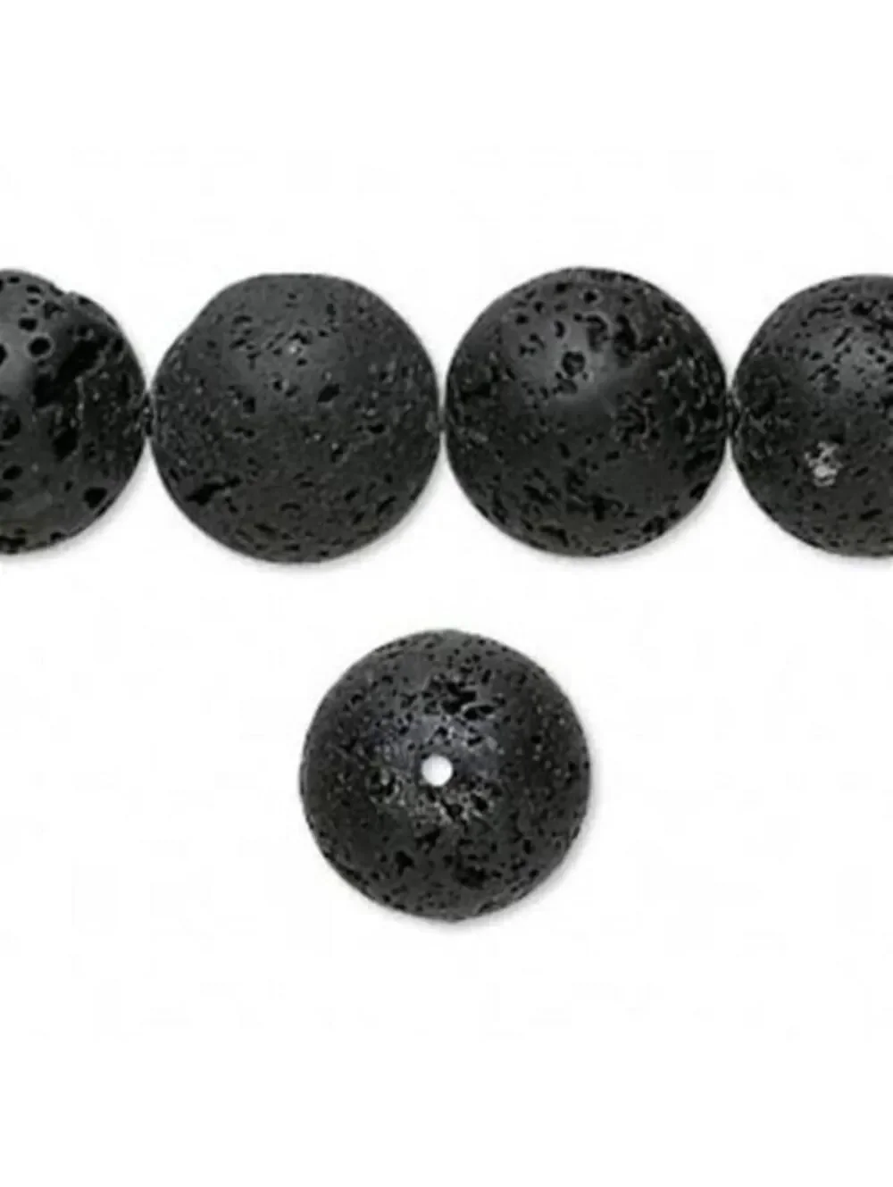 Natural Black Lava Rock Gemstone 14mm XL Round Beadsv 4 pcs